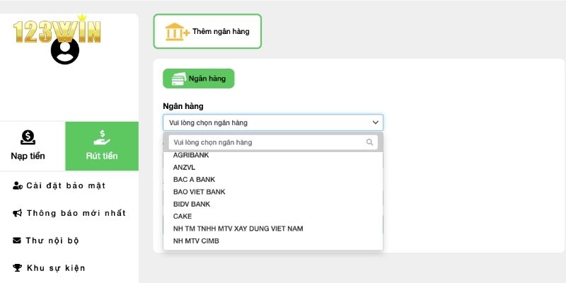 Rút tiền 123win được thiết kế đơn giản, tối ưu với hội viên